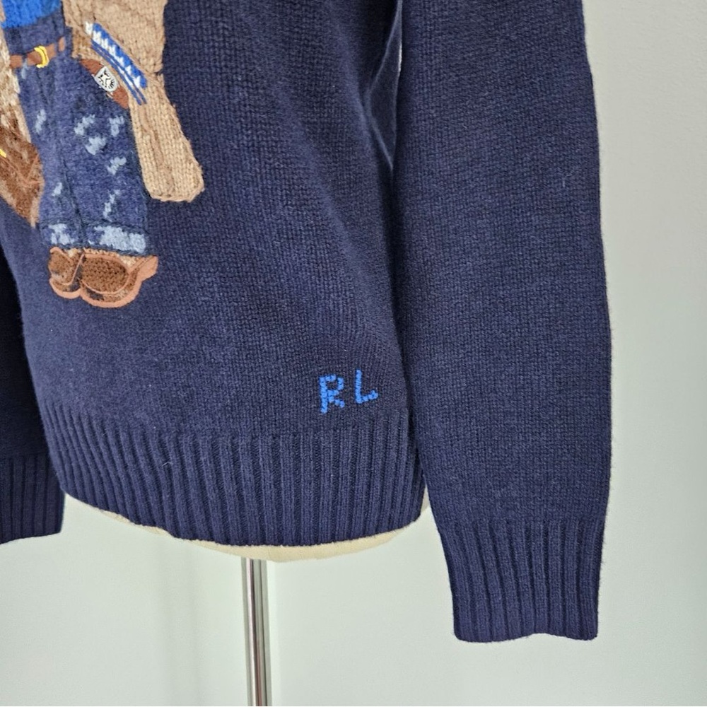 Polo Ralph Lauren Polo Navy Bear wool-blend sweater size XL - Picture 3 of 5